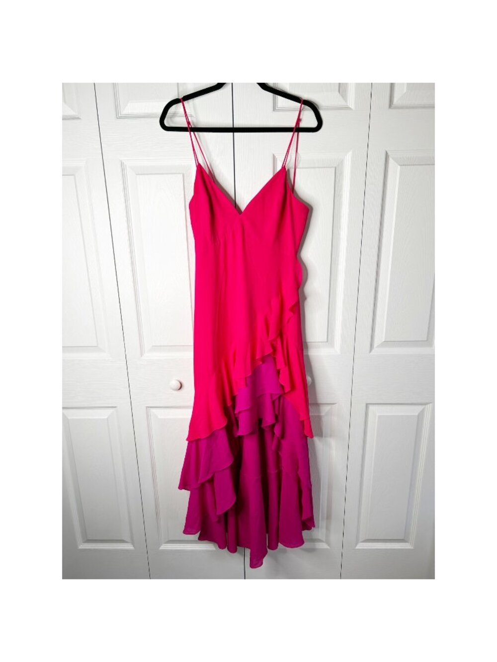 One33 Social Two Tone Pink Colorblock Ruffle Asymmetrical Gown Women's Size 4